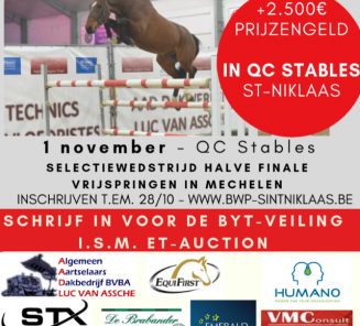 Startlijst Belgian Youngster Trials én ET-Auction BYT Edition!  Vernieuwde setting in QC Stables, Sint- Niklaas!