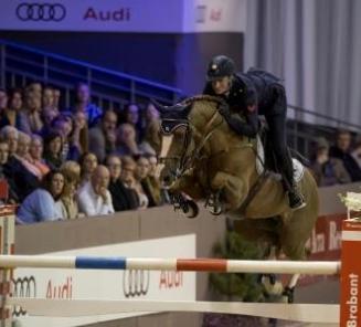 Lorenzo de Luca preste fort avec des chevaux BWP à Den Bosch